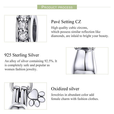 925 Sterling Silver Cat Charm For Diy Bracelet Style - Pendant