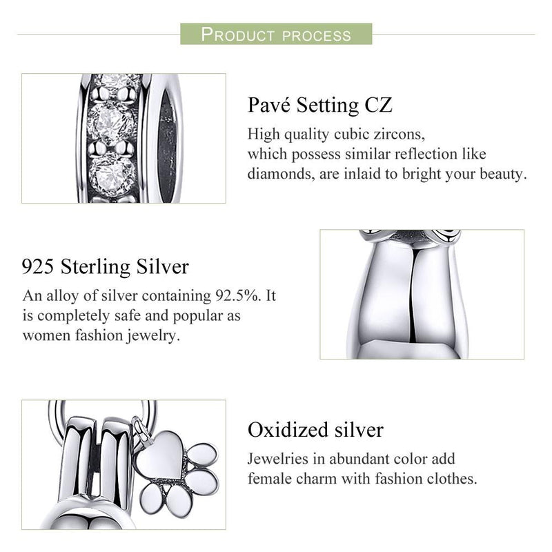 925 Sterling Silver Cat Charm For Diy Bracelet Style - Pendant