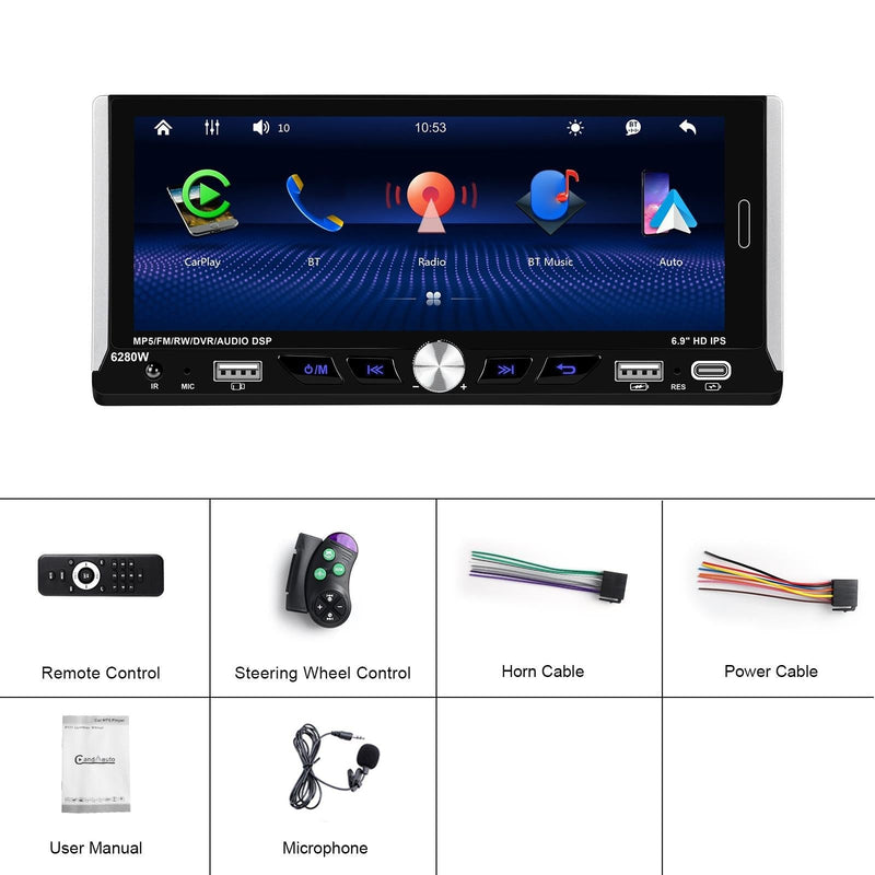 6.9 Inch Car Mp5 Player With Carplay Function & Backup Camera - Standard