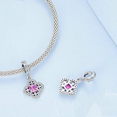 925 Sterling Silver Red Zircon Bracelet Pendant