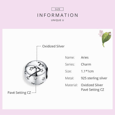 925 Sterling Silver Diy Zodiac Bracelet Beads Constellation Accessories Aries Style - Aries