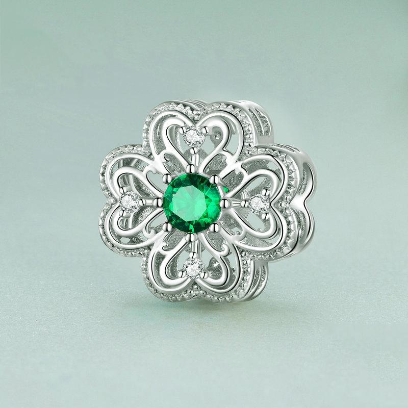 925 Sterling Silver Four Leaf Clover Beaded Bracelet