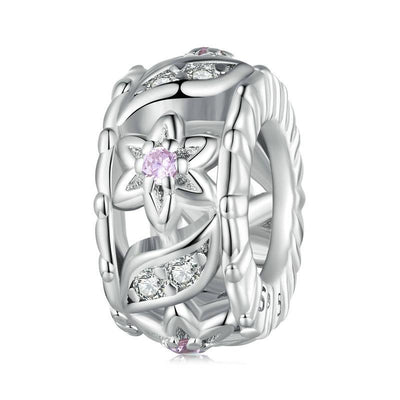 925 Sterling Silver Flower Hollow Pattern Bracelet With Zircon Beads