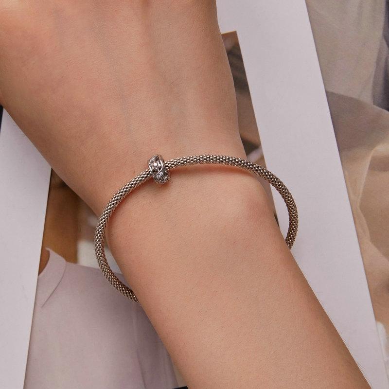 925 Sterling Silver Flower Hollow Pattern Bracelet With Zircon Beads