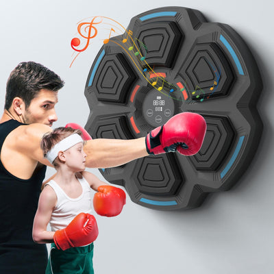 Adjustable 9-Speed Bluetooth Music Boxing Machine With Lights - Black - Black