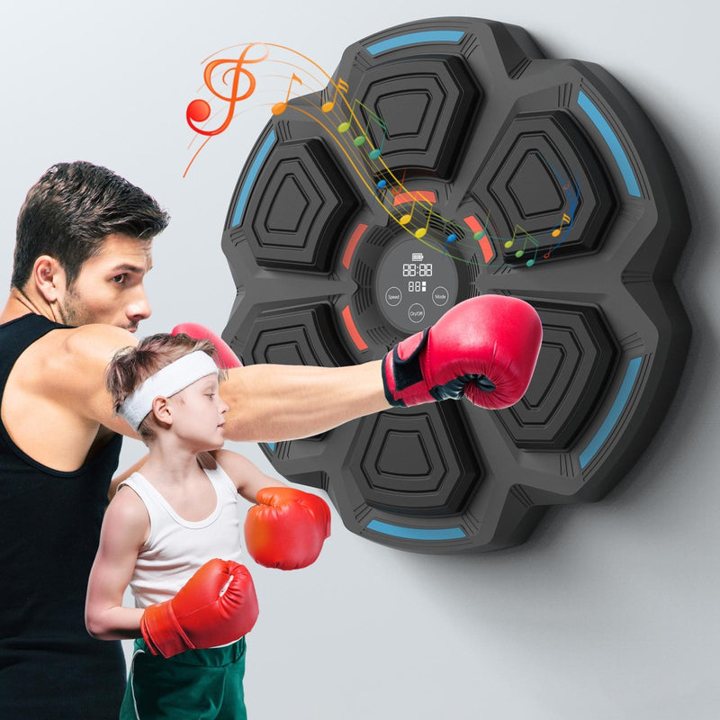 Adjustable 9-Speed Bluetooth Music Boxing Machine With Lights - Black - Black