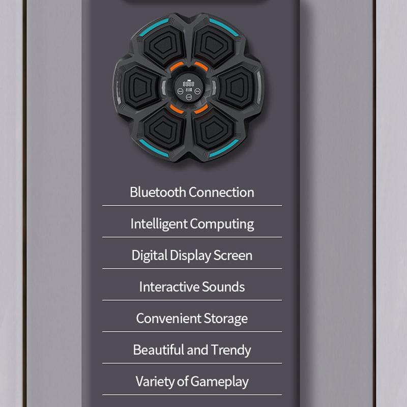 Adjustable 9-Speed Bluetooth Music Boxing Machine With Lights - Black - Black