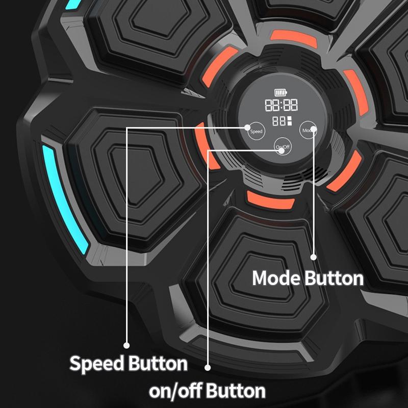 Adjustable 9-Speed Bluetooth Music Boxing Machine With Lights - Black - Black