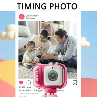 48Mp Dual Lens Kids Digital Camera With 2.4 Ips Screen And 32Gb Tf Card - Blue Fox - Without Tf Card Pink Bunny