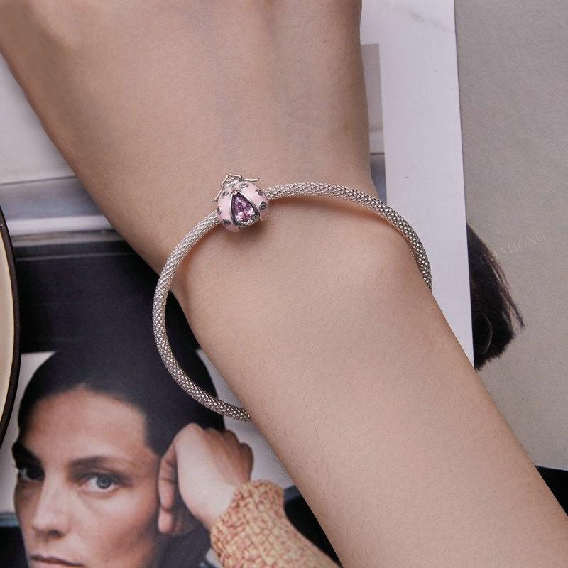 925 Sterling Silver Ladybug Bracelet With Beads