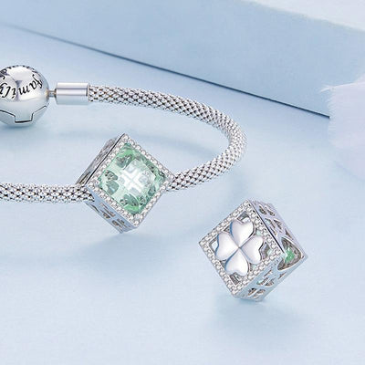 925 Sterling Silver Natural Four Leaf Clover Bracelet Pendant Diy Beading Accessory Bsc667 Style - Four-Leaf Clover