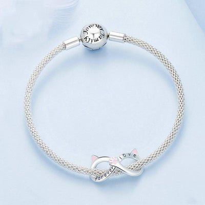 925 Sterling Silver Infinity Cat Bracelet Bsc748