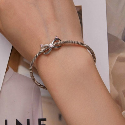 925 Sterling Silver Infinity Cat Bracelet Bsc748