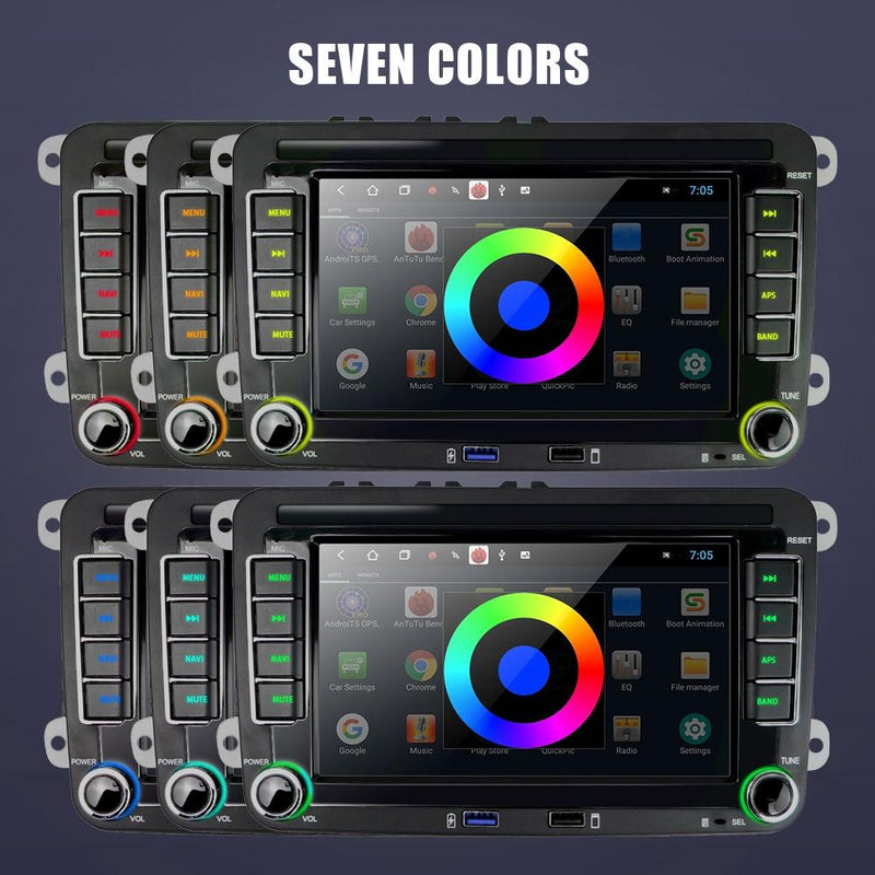 7 Inch Android Car Multimedia Player With Navigation & Bluetooth 2 + 32G - Standard + 4Lights Camera - Fits Volkswagen