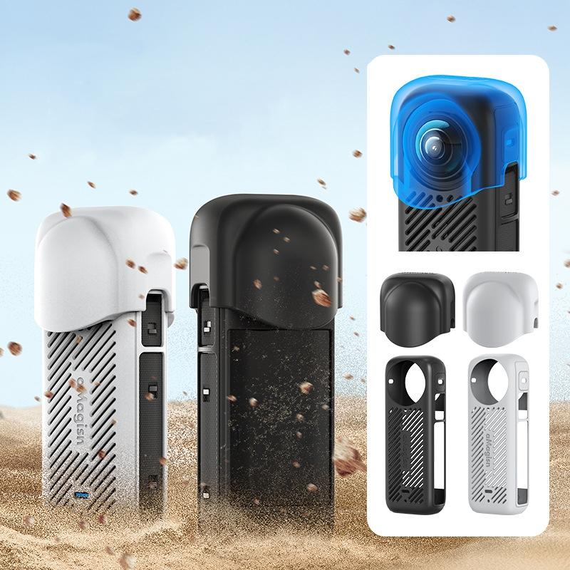 Amagisn Silicone Protective Cover for Insta360 X4 - Body Case + Lens Cover Black