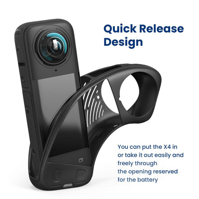 Amagisn Silicone Protective Cover for Insta360 X4 - Body Case + Lens Cover Black