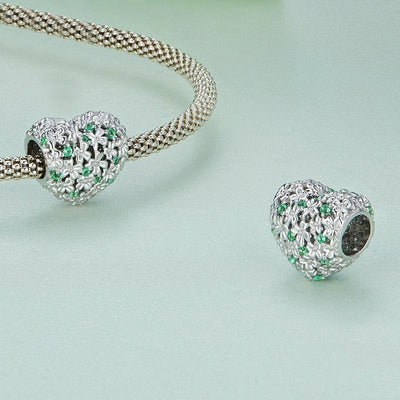 925 Sterling Silver Green Zircon Clover Beads