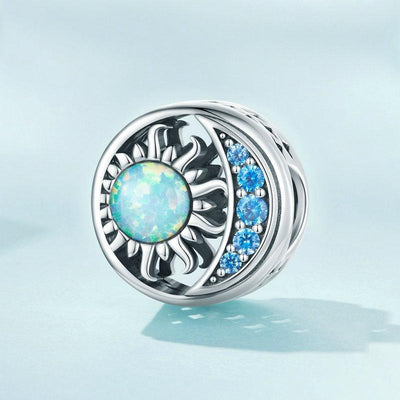 925 Sterling Silver Opal Sun Star & Moon Bracelet