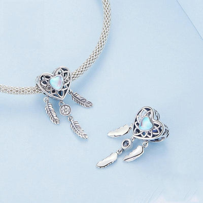 925 Sterling Silver Zircon Heart Dreamcatcher Bracelet