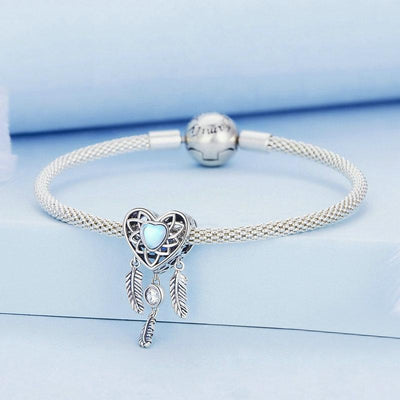 925 Sterling Silver Zircon Heart Dreamcatcher Bracelet