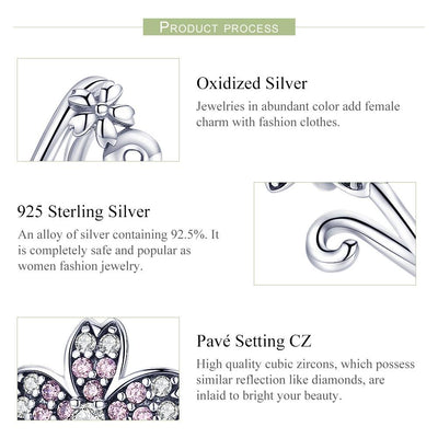 925 Sterling Silver Floral Diy Bracelet Charm