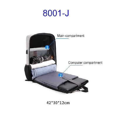 Anti-theft Hard Shell Backpack for Men with Alloy Frame - Blue