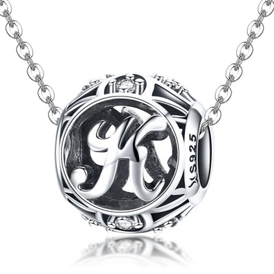 925 Sterling Silver 26 English Letter Beads For Diy Bracelets & Necklaces Style - K