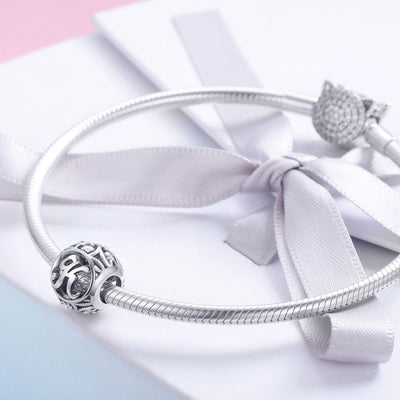 925 Sterling Silver 26 English Letter Beads For Diy Bracelets & Necklaces Style - K