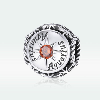 925 Sterling Silver Zodiac Zircon Bead Bracelet / Necklace Set Diy Aquarius Style - Aquarius