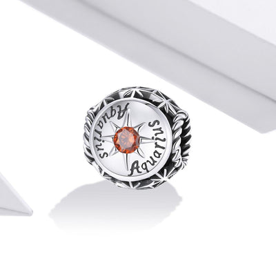 925 Sterling Silver Zodiac Zircon Bead Bracelet / Necklace Set Diy Aquarius Style - Aquarius