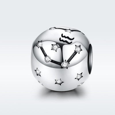 925 Sterling Silver Diy Zodiac Bracelet Beads Constellation Accessories Style - Aquarius