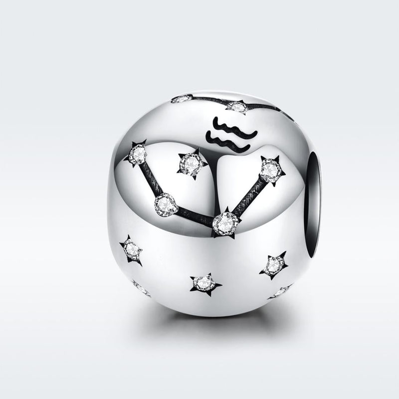 925 Sterling Silver Diy Zodiac Bracelet Beads Constellation Accessories Style - Aquarius