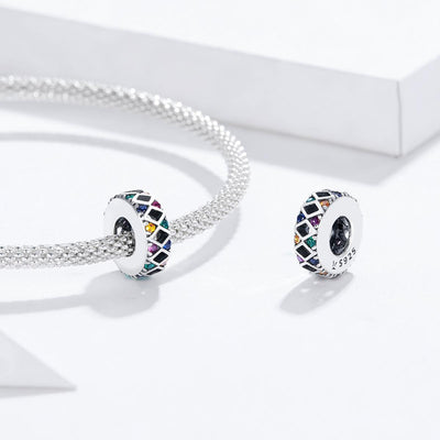 925 Sterling Silver Colorful Flag Beads For Diy Bracelets & Necklaces