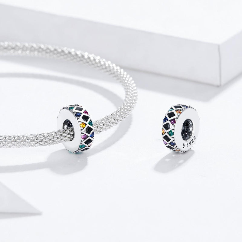 925 Sterling Silver Colorful Flag Beads For Diy Bracelets & Necklaces