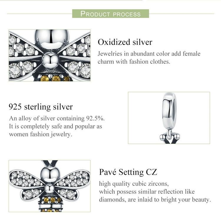 925 Sterling Silver Bee Charm For Diy Bracelets