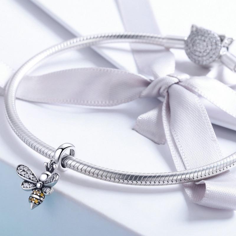 925 Sterling Silver Bee Charm For Diy Bracelets
