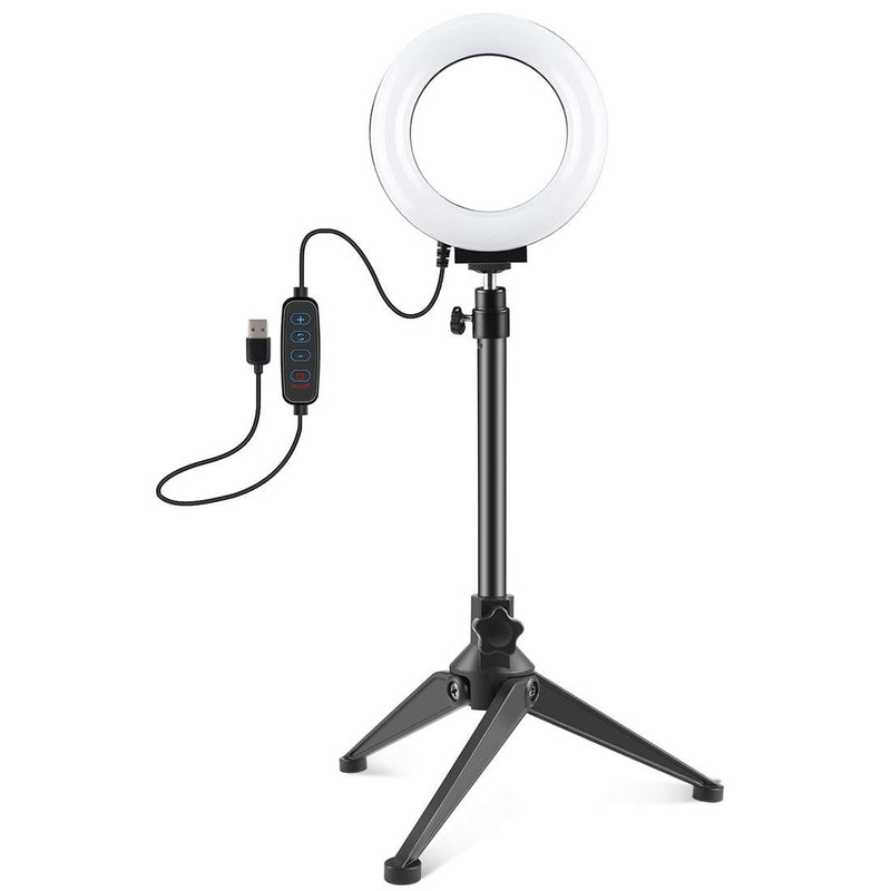 Usb 3 Modes Dimmable Led Ring Light with Tripod Holder and Cold Shoe Ball Head - 4.7 Inch Diameter