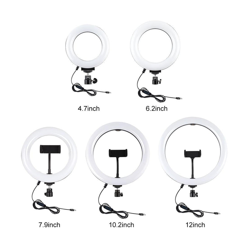 Usb 3 Modes Dimmable Led Ring Light with Tripod Holder and Cold Shoe Ball Head - 4.7 Inch Diameter
