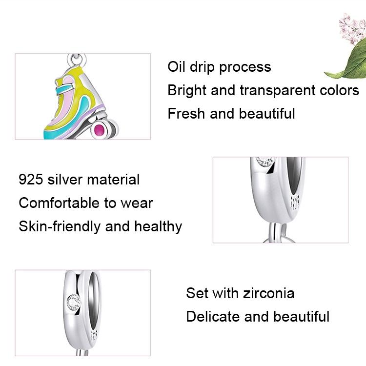 925 Sterling Silver Skate Diy Pendant Beads For Bracelet