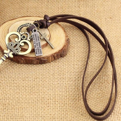 Vintage Crown Key Pendant Retro