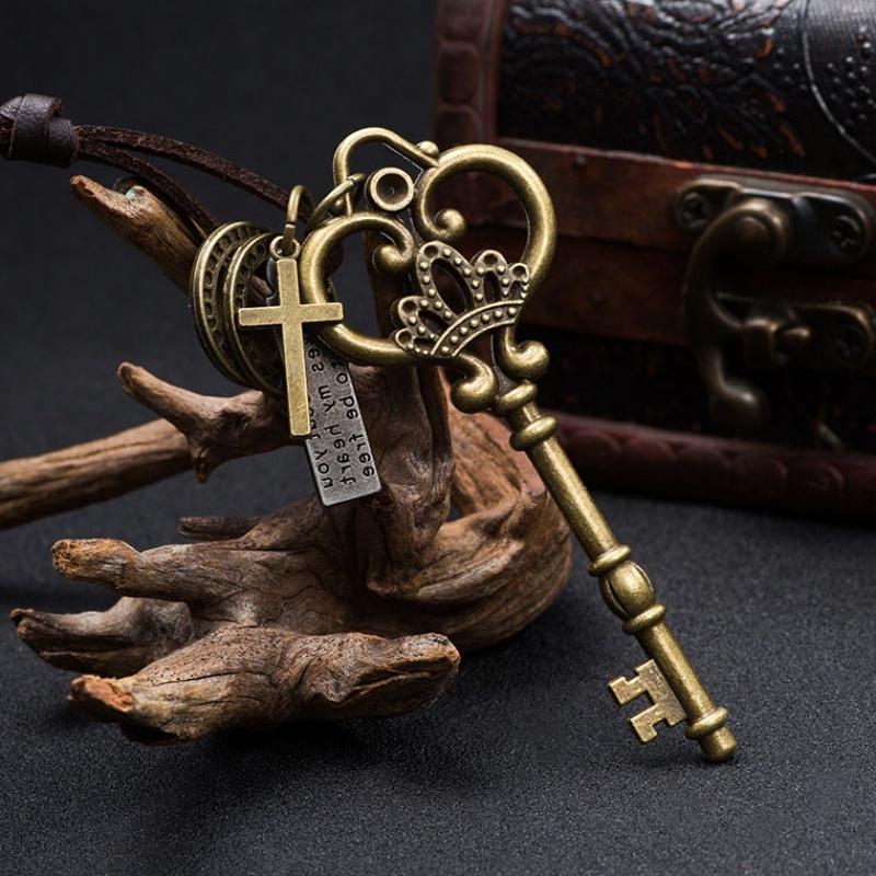 Vintage Crown Key Pendant Retro