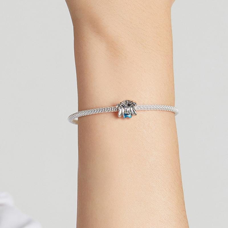 925 Sterling Silver Dog Beads For Diy Bracelets & Necklaces