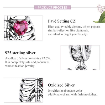 925 Sterling Silver Rib Pendant For Diy Bracelets