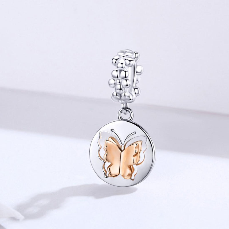 925 Sterling Silver Gold Butterfly Pendant For Diy Bracelets & Necklaces