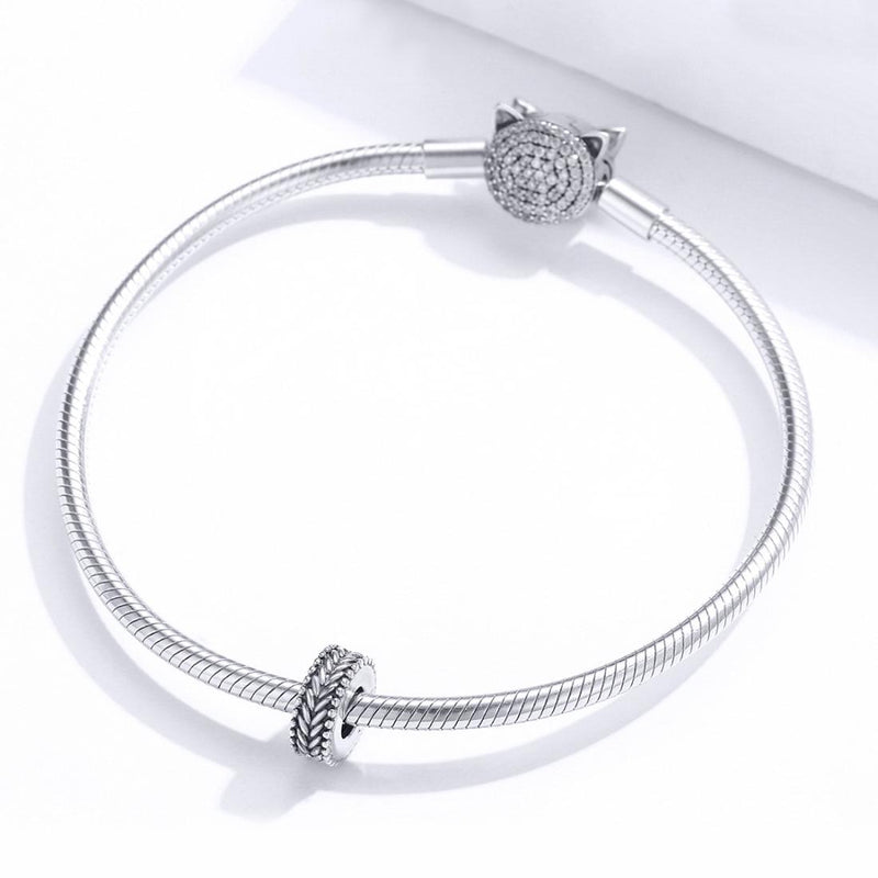 925 Sterling Silver Retro Wheat Ears Beaded Bracelet For Girls