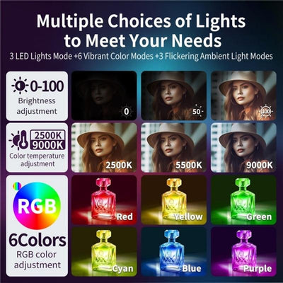 V17 Live Broadcast Magnetic Phone Photography Lamp With Rgb Led Fill Light