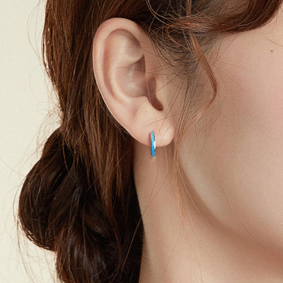 925 Sterling Silver Simple Opal Earrings For Women