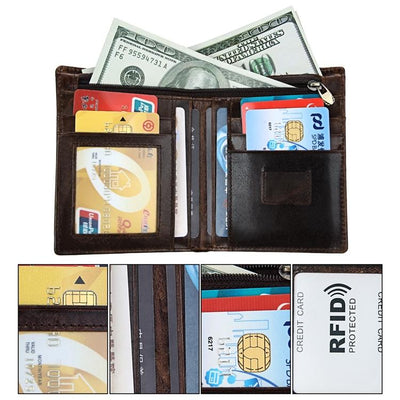Detachable Card Holder Leather Wallet for Men - Antimagnetic Rfid