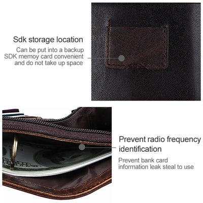 Detachable Card Holder Leather Wallet for Men - Antimagnetic Rfid