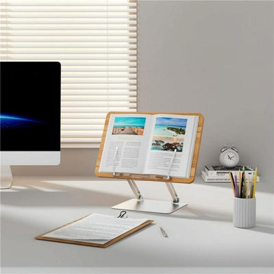 Aluminum Desktop Book Stand with Wood Board